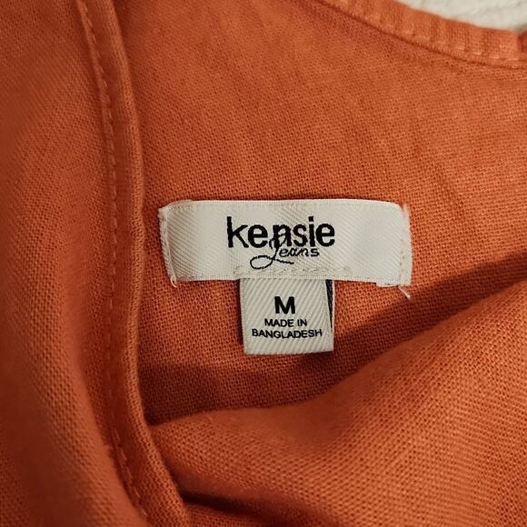 Kenzie orange linen blend v-neck dropped shoulder jumpsuit. - Picture 5 of 9